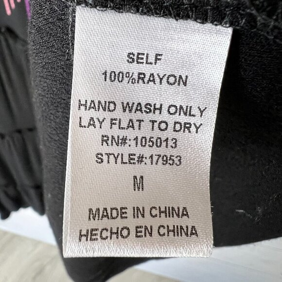 Savanna Jane Blouse Womens Size Medium Black Tiered Colorful Embroidered Stripes - Picture 14 of 15